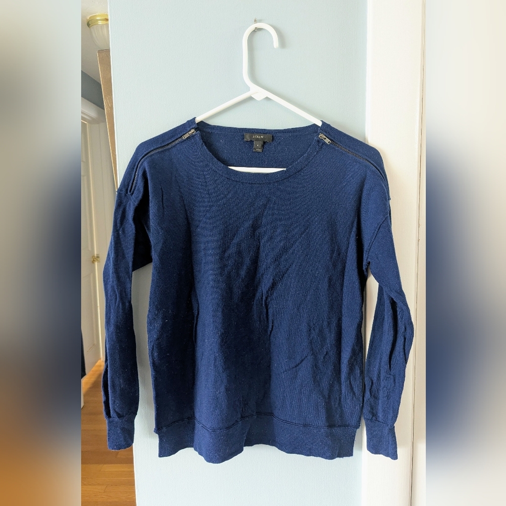 J. Crew Merino Wool Blue Crew Neck Sweater
